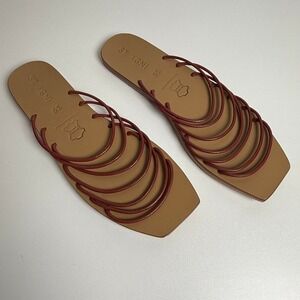 ST. AGNI Leather‎ Flat Sandals Size 39 Handmade in Indonesia Women Red